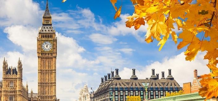 The Big Ben and Houses of Parliament in London, UK